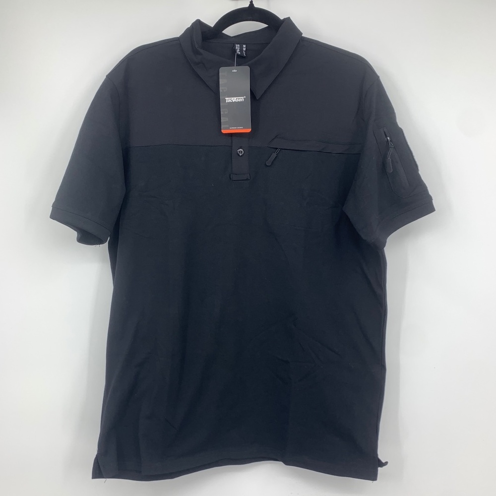 Tacvasen mens medium shirt polo tactical class B black short sleeve‎ NEW